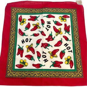 Vintage Red Hot Chili Pepper Bandana Scarf Handkerchief Southwestern Tamale NWT